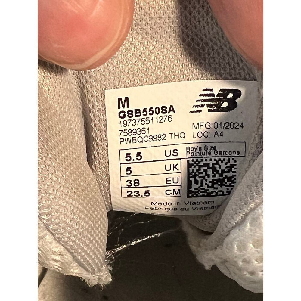 New Balance 550 White Blue Gum Sneakers Big Kids Size 5.5 Women’s 7 Retro - Picture 8 of 11